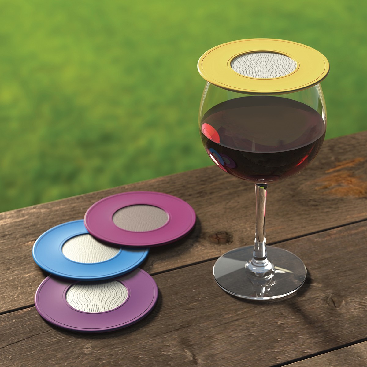 Drink Tops Ventilated Wine Glass Covers - Wine Country - 4 Pack