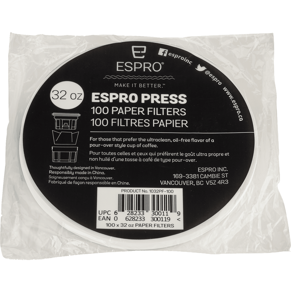 Espro Paper Coffee Filters 32 oz.